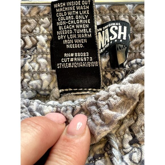 Rewash Wide Leg Smocked Waist Pants S Linen Blend Blues Boho Raw hem pockets - Picture 4 of 7